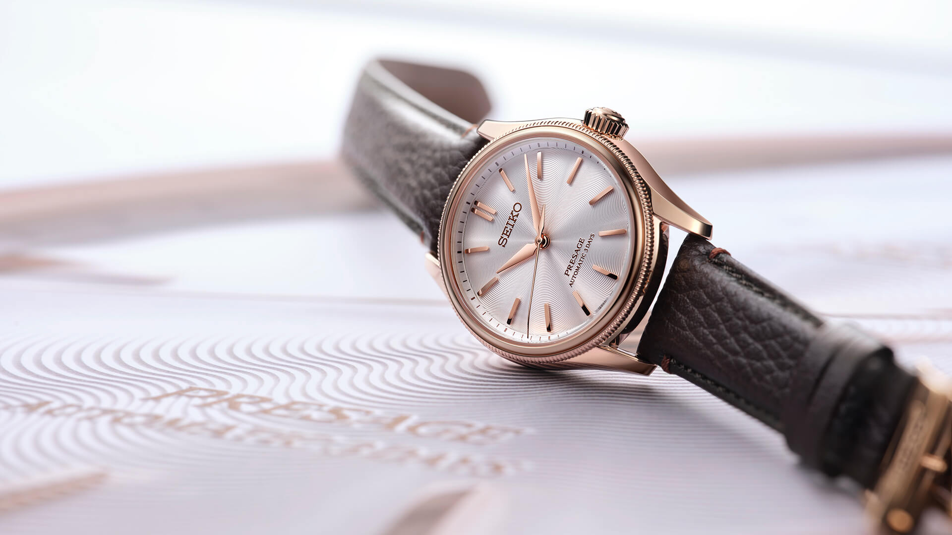 Seiko Presage HCC008 limited edition on a Tomioka silk-inspired pattern